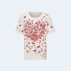 디올 르 꼬르 파필론 레드 티셔츠