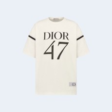 디올 화이트 슬러브 코튼 저지 오버사이즈 티셔츠