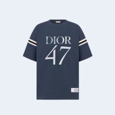 디올 슬러브 코튼 저지 티셔츠 네이비