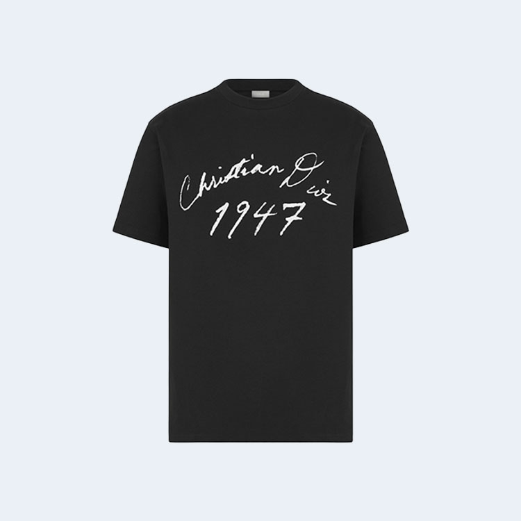 디올 핸드라이팅 캐주얼 핏 티셔츠 블랙