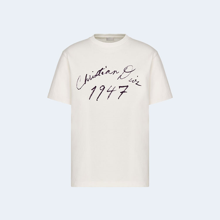 디올 핸드라이팅 캐주얼 핏 티셔츠 화이트