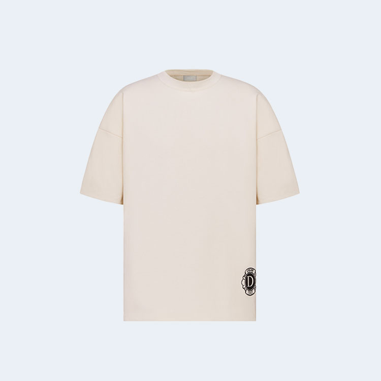 디올 에크루 실크 코튼 저지 티셔츠 화이트