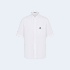 디올 코튼 포플린 참 반소매 셔츠 화이트