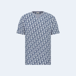 디올 오블리크 테리 코튼 저지 캐주얼 핏 티셔츠 블루