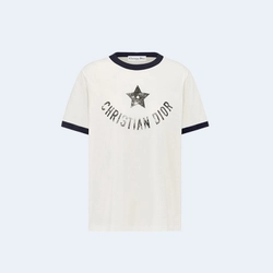 디올 디오리비에라 블루 코튼 저지 티셔츠