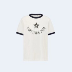 디올 디오리비에라 블루 코튼 저지 티셔츠