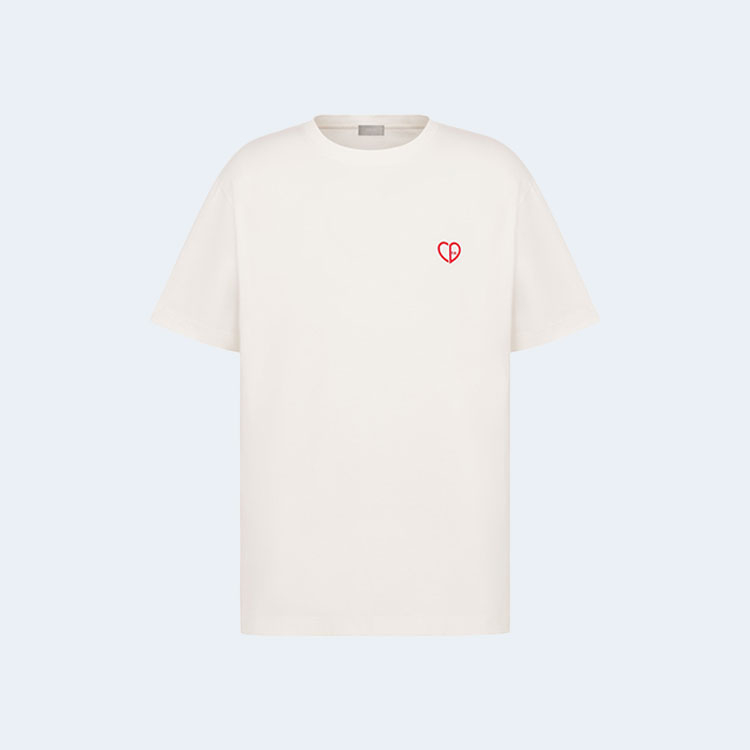 디올 CD Heart 캐주얼 핏 티셔츠 화이트