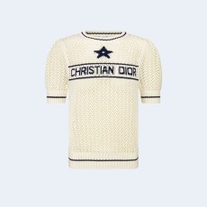 디올 로고 퍼프 울 캐시미어 스웨터 아이보리