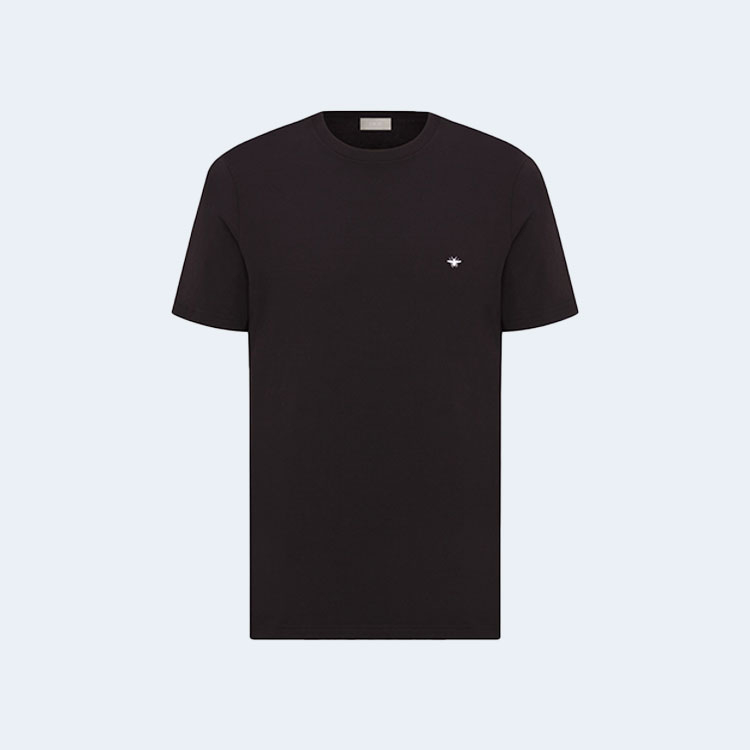 디올 꿀벌 자수 블랙 코튼 저지 티셔츠