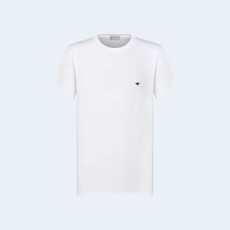 디올 꿀벌 자수 화이트 코튼 저지 티셔츠