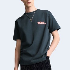 디올 AND KAWS 캐주얼 핏 티셔츠 블루