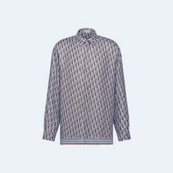 디올 오블리크 블루 실크 트윌 셔츠