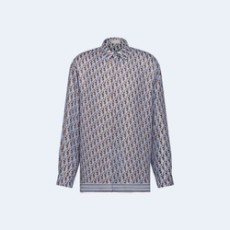 디올 오블리크 블루 실크 트윌 셔츠