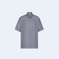 디올 오블리크 블루 실크 트윌 셔츠