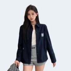 디올 화이트 미스디올 모티브 셔츠 네이비