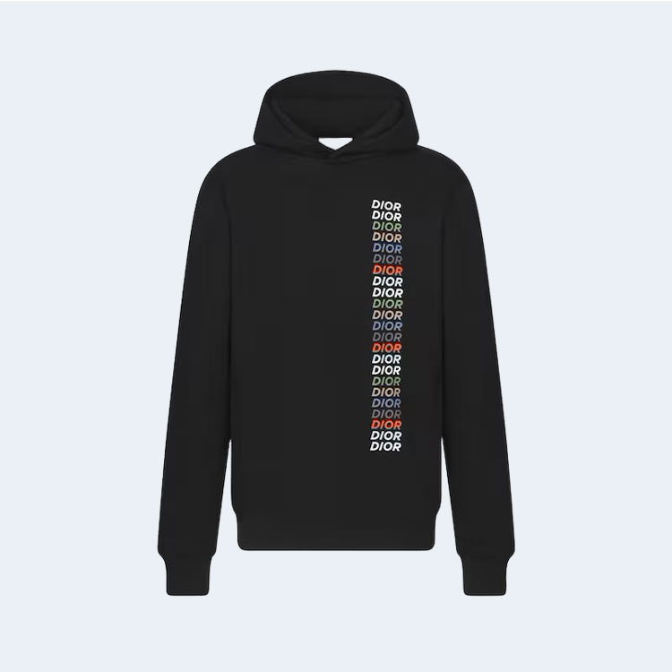디올 릴렉스 핏 브랙 코튼 후드