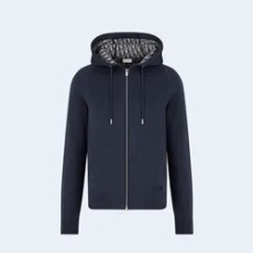 디올 네이비 블루 코튼 캐시미어 니트 후드 트랙 재킷