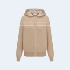 디올 리버서블 후드 지퍼 베이지 니트 가디건