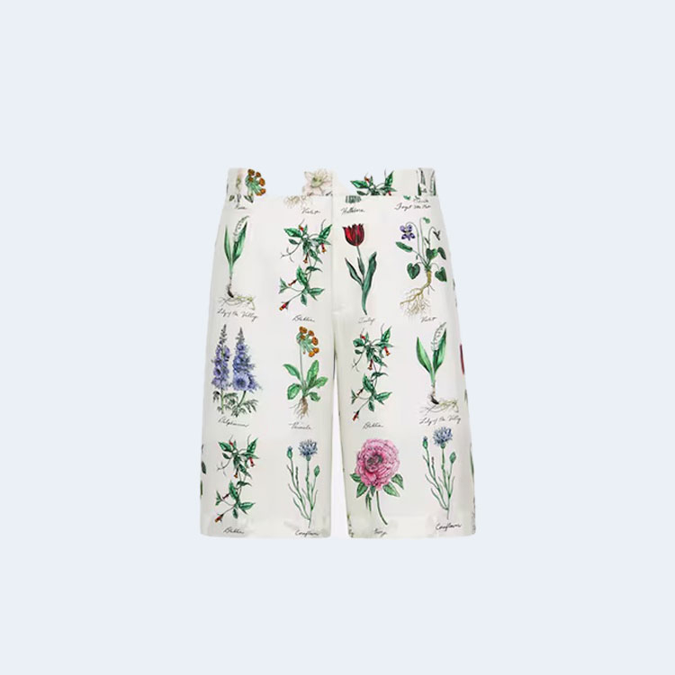 디올 식물표본 일러스트 반소매 쇼츠