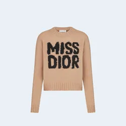 디올 블랙 Miss Dior Graffiti 모티브 페일 핑크 캐시미어 실크 니트