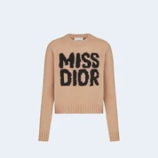 디올 블랙 Miss Dior Graffiti 모티브 페일 핑크 캐시미어 실크 니트