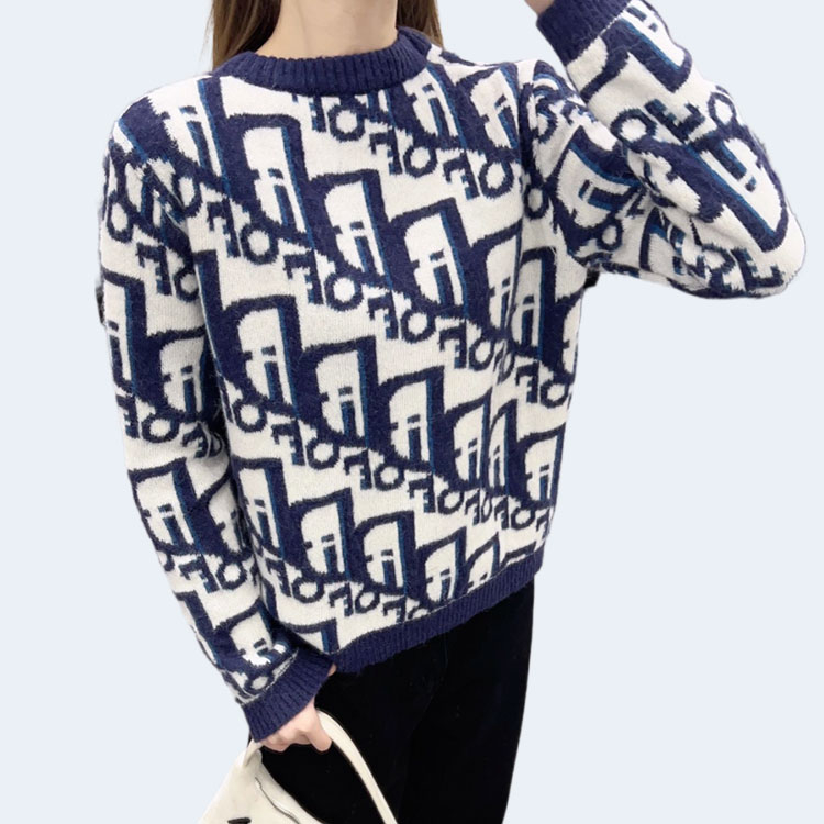 디올 크루넥 카자드 니트 풀오버 스웨터