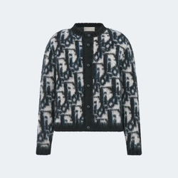 디올 오블리크 블루 모헤어 가디건