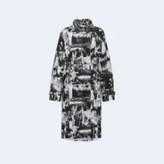 디올 블랙 & 화이트 Monsieur Dior Patchwork 모티브 코튼 실크 포플린 셔츠 드레스