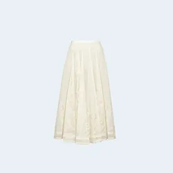 디올 에크루 Dior Chardons 코튼 블렌드 레이스 플레어 미디 스커트