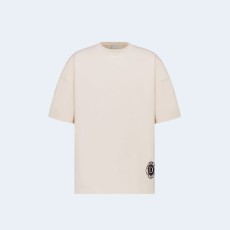 디올 에크루 실크 코튼 저지 티셔츠 화이트