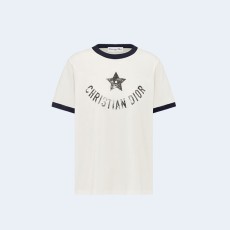 디올 디오리비에라 블루 코튼 저지 티셔츠