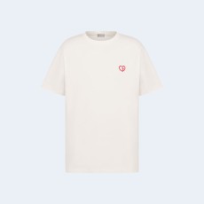 디올 CD Heart 캐주얼 핏 티셔츠 화이트