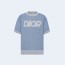 디올 이탈릭 티셔츠 블루 코튼 브렌드 티셔츠 블루