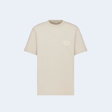 디올 Charm 릴렉스드 핏 코튼 저지 티셔츠 베이지