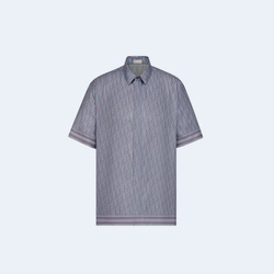 디올 오블리크 블루 실크 트윌 셔츠