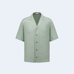 디올 오블리크 그린 실크 코튼 자카드 반소매 셔츠