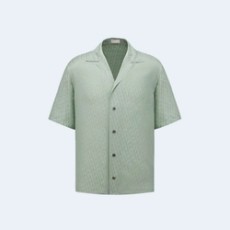 디올 오블리크 그린 실크 코튼 자카드 반소매 셔츠