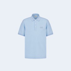 디올 아이콘 블루 코튼 실크 피케 폴로 셔츠