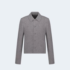 디올 캐시미어 버진 울 펠트 크롭 재킷 그레이