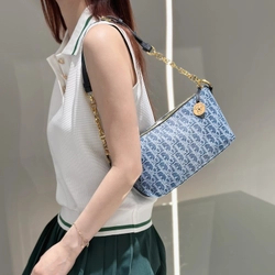 디올 스타 체인 호보 백 오블리크 자카드 블루