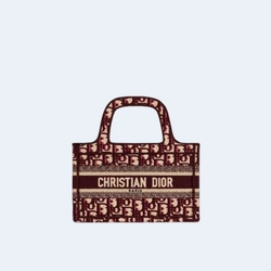 디올 북 토트 오블리크 미니 백 와인