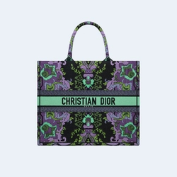 디올 인디언 퍼플 자수 북 토트 라지 백