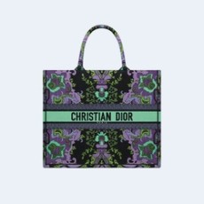 디올 인디언 퍼플 자수 북 토트 라지 백