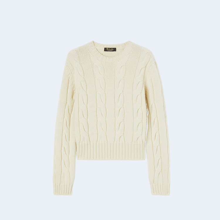 로로피아나 네피어 캐시미어 크루넥 니트 화이트