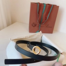 로로피아나 레더 블랙 금장 벨트