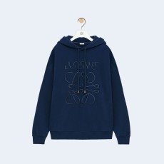 로에베 릴랙스 핏 후드 네이비