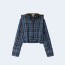 로에베 후드 크롭 체크 자켓