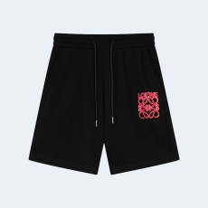 로에베 네온 레드 자수 쇼츠 블랙