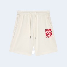 로에베 네온 레드 자수 쇼츠 화이트