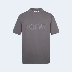 로에베 심플 로고 자수 티셔츠 그레이
